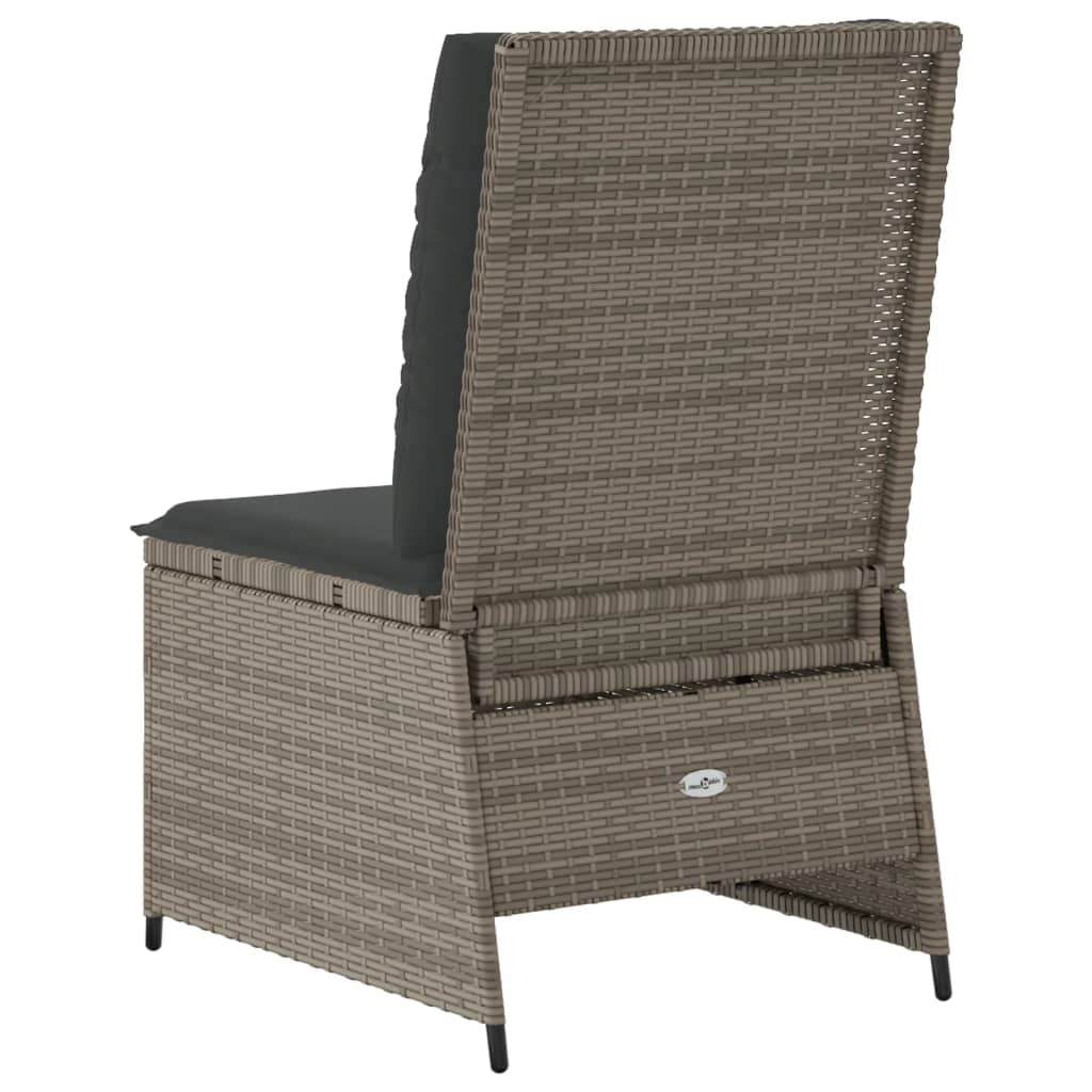 loungestol med hynder og lænefunktion polyrattan grå