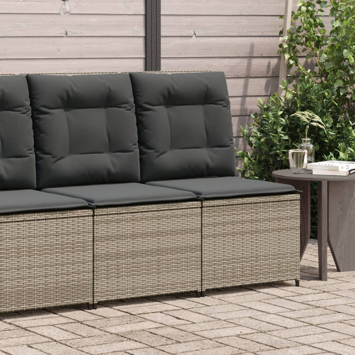loungestol med hynder og lænefunktion polyrattan grå