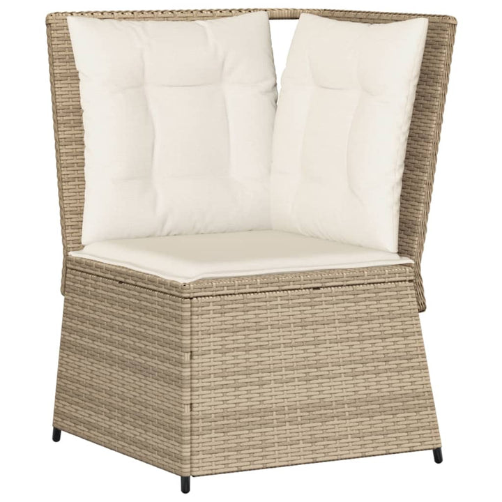hjørnemodul til havesofa med hynder polyrattan beige
