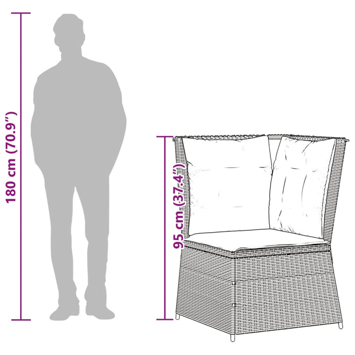 hjørnemodul til havesofa med hynder polyrattan beige