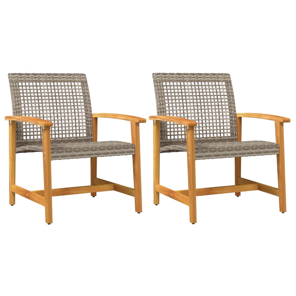 havestole 2 stk. polyrattan og akacietræ grå