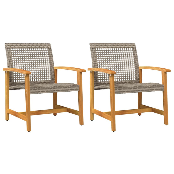 havestole 2 stk. polyrattan og akacietræ grå