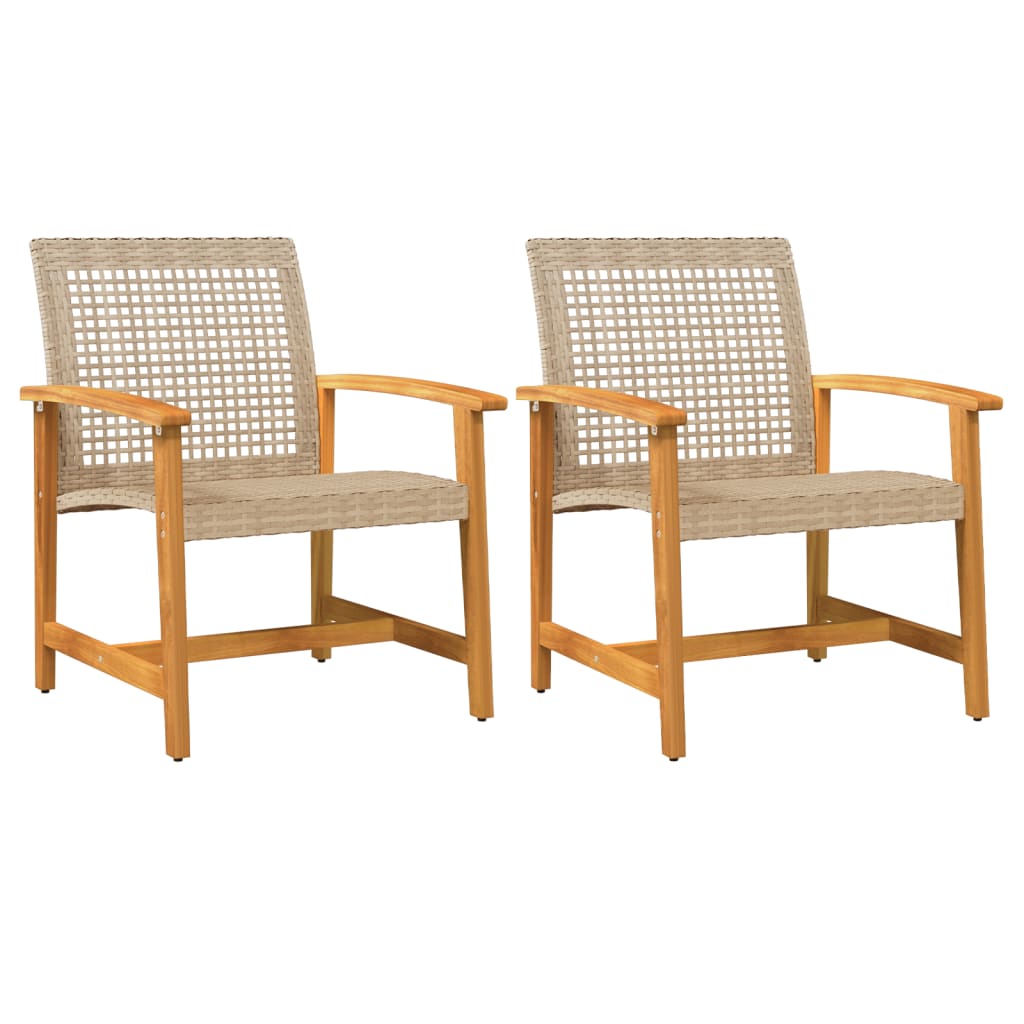 havestole 2 stk. polyrattan og akacietræ beige