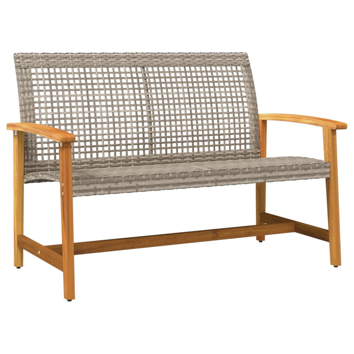 havebænk 112 cm polyrattan og akacietræ grå