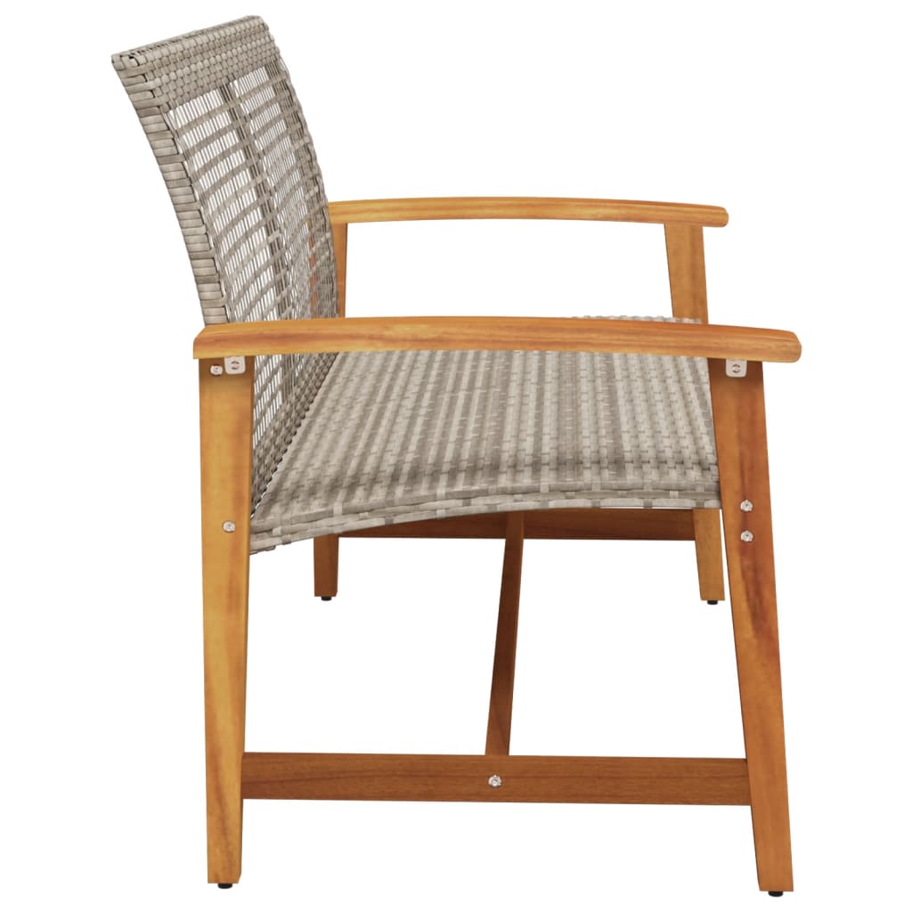 havebænk 112 cm polyrattan og akacietræ grå