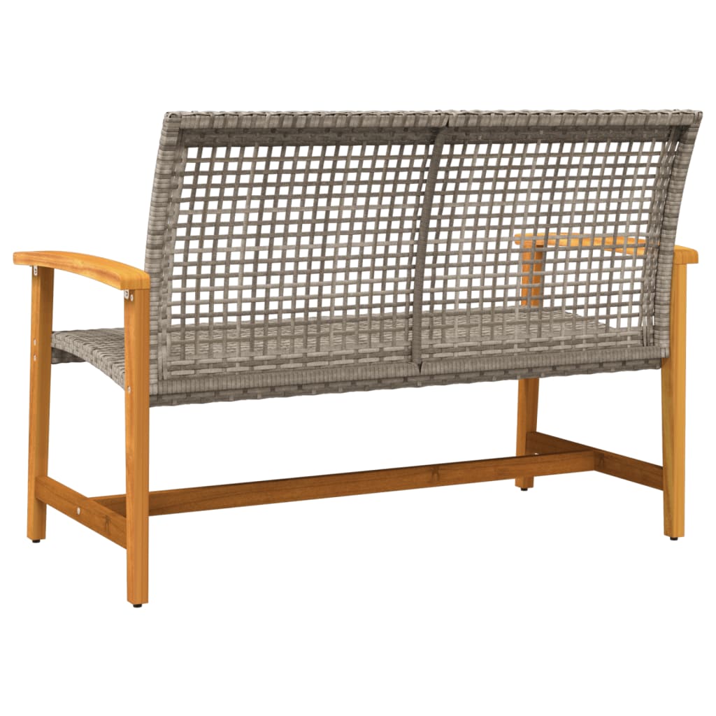 havebænk 112 cm polyrattan og akacietræ grå
