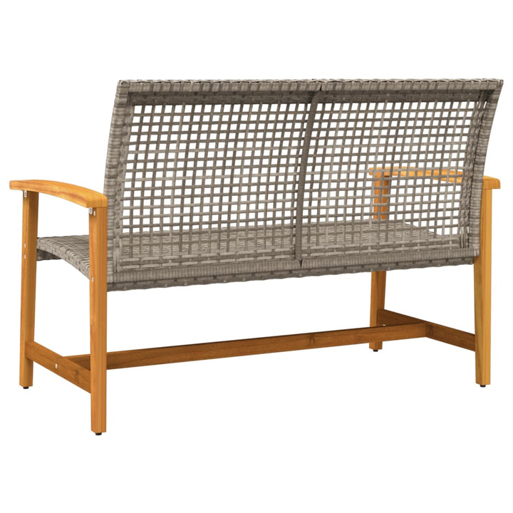 havebænk 112 cm polyrattan og akacietræ grå