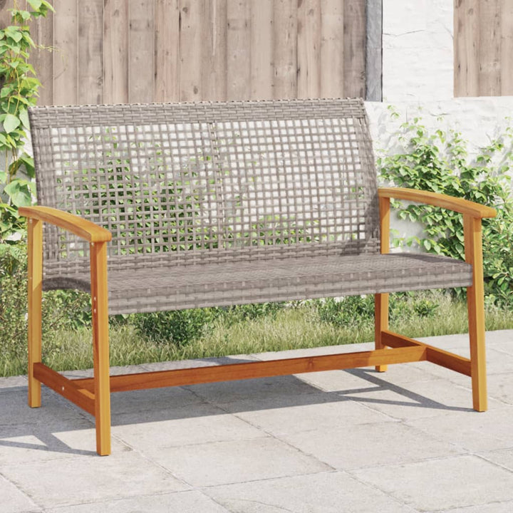 havebænk 112 cm polyrattan og akacietræ grå