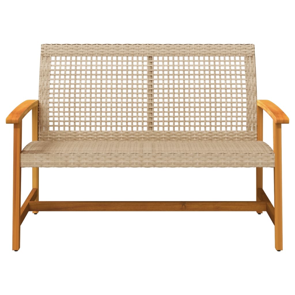 havebænk 112 cm polyrattan og akacietræ beige