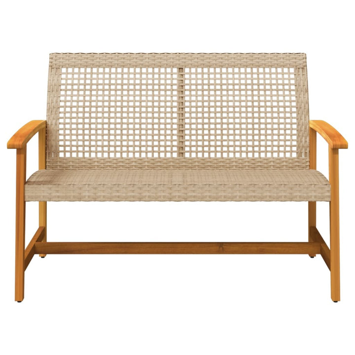 havebænk 112 cm polyrattan og akacietræ beige
