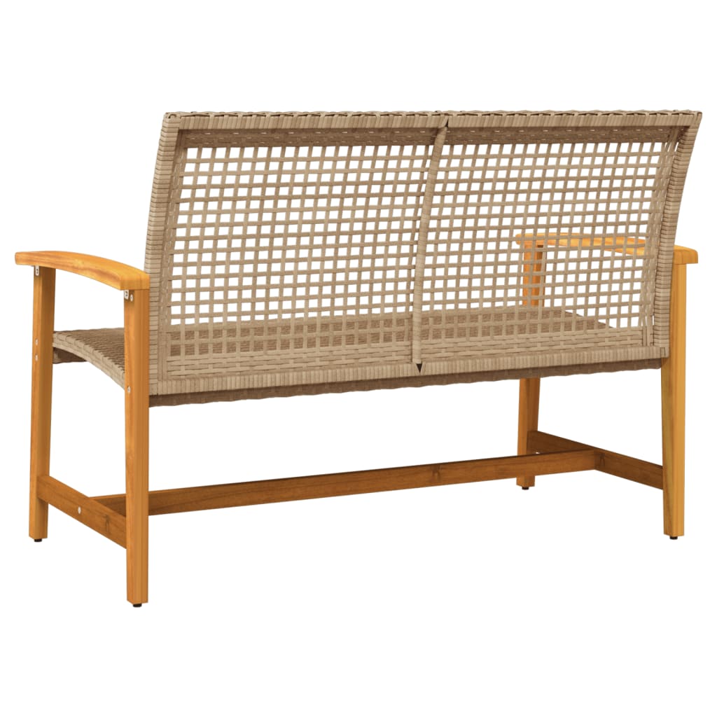havebænk 112 cm polyrattan og akacietræ beige