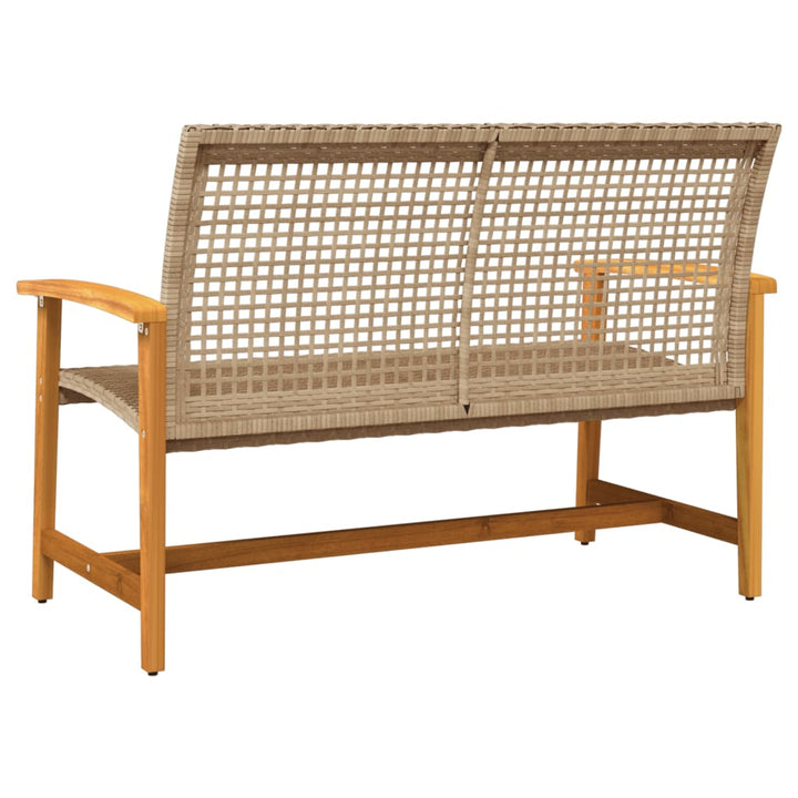 havebænk 112 cm polyrattan og akacietræ beige