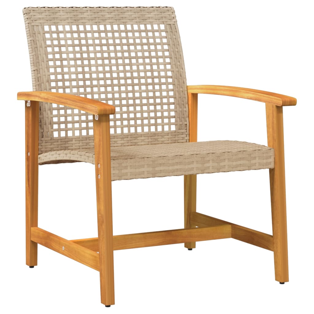 bistrosæt 3 dele polyrattan og akacietræ beige