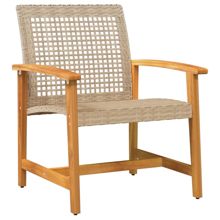 bistrosæt 3 dele polyrattan og akacietræ beige