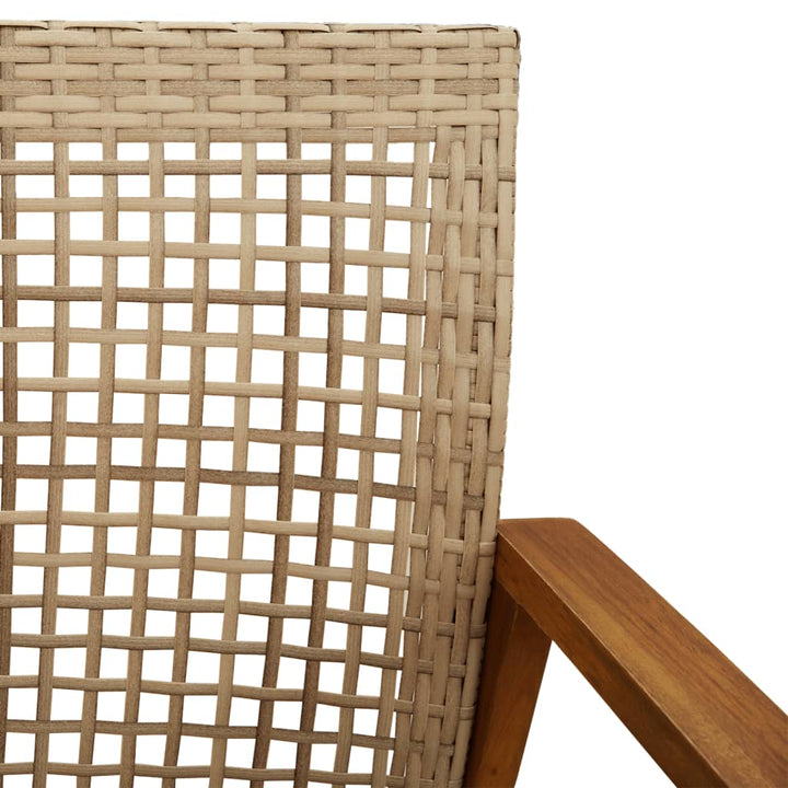 bistrosæt 3 dele polyrattan og akacietræ beige