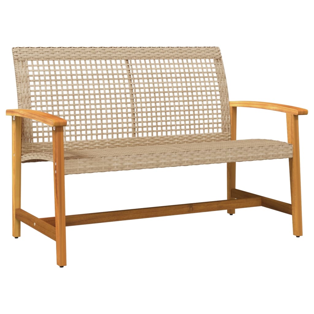 loungesæt til haven 5 dele polyrattan og akacietræ beige