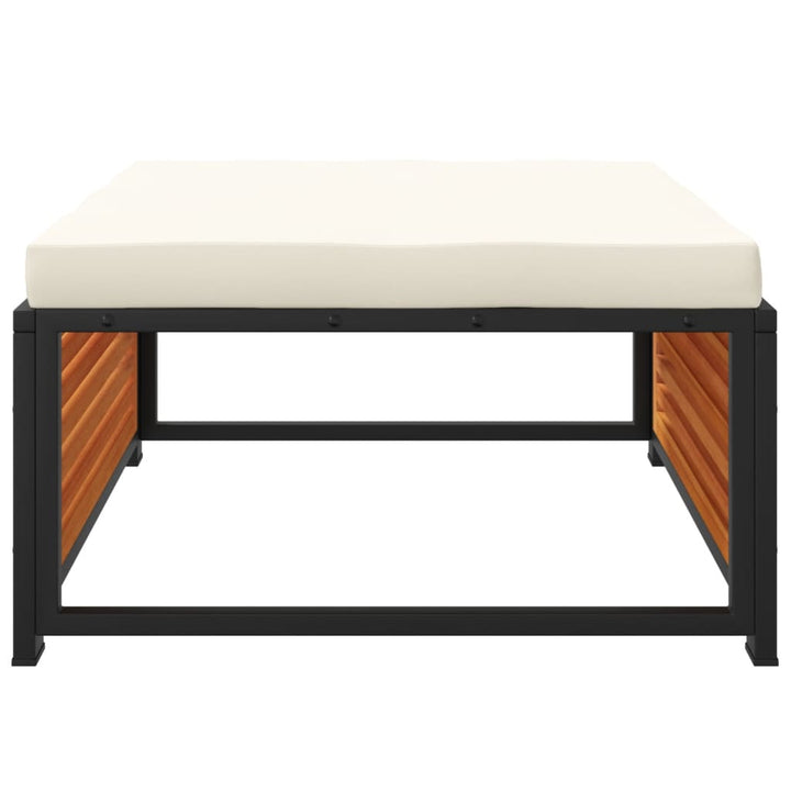 haveskammel med hynde 68x68x30 cm massivt akacietræ