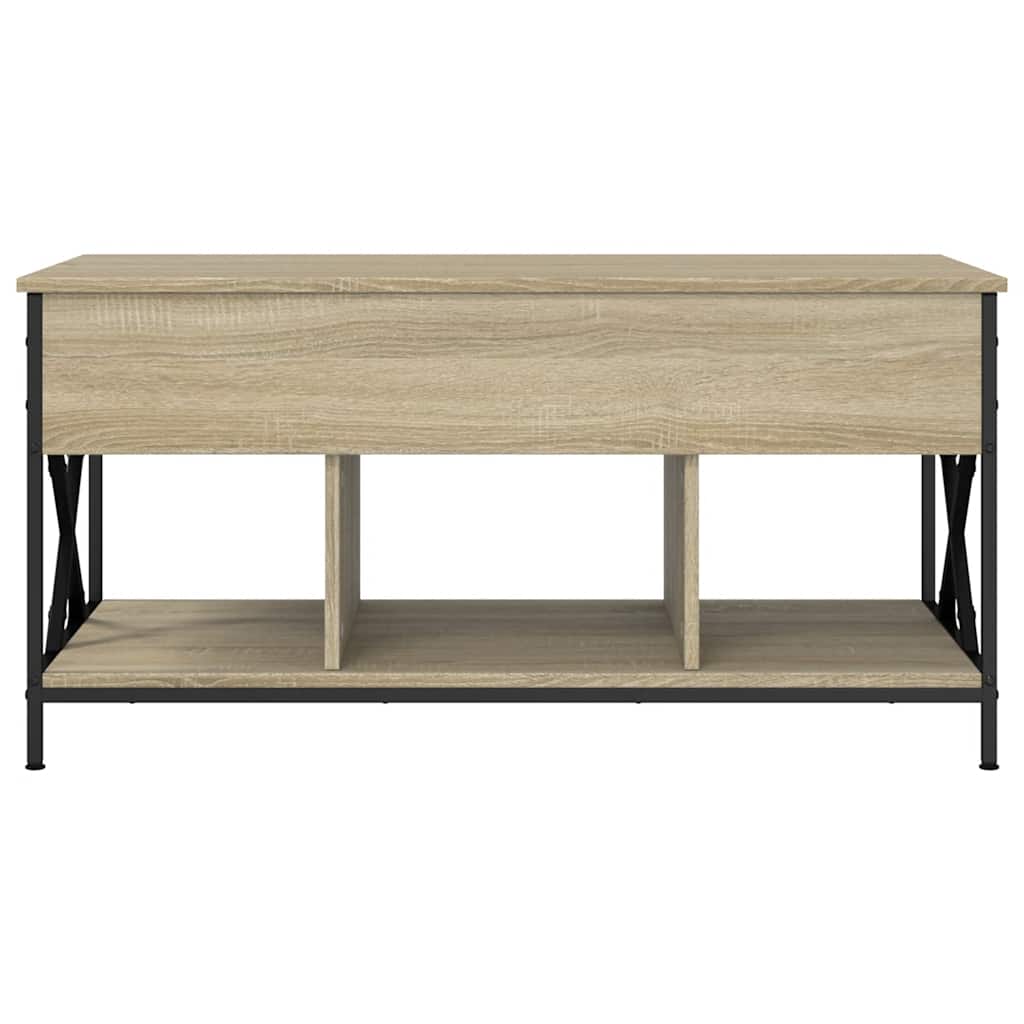 sofabord 100x55x50 cm konstrueret træ og metal sonoma-eg