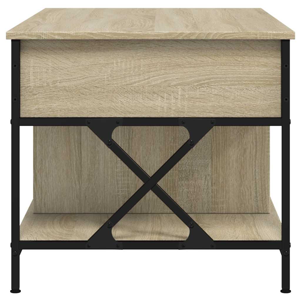 sofabord 100x55x50 cm konstrueret træ og metal sonoma-eg