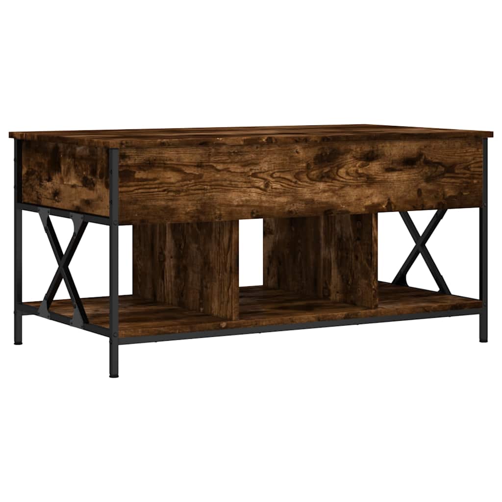 sofabord 100x55x50 cm konstrueret træ og metal røget eg