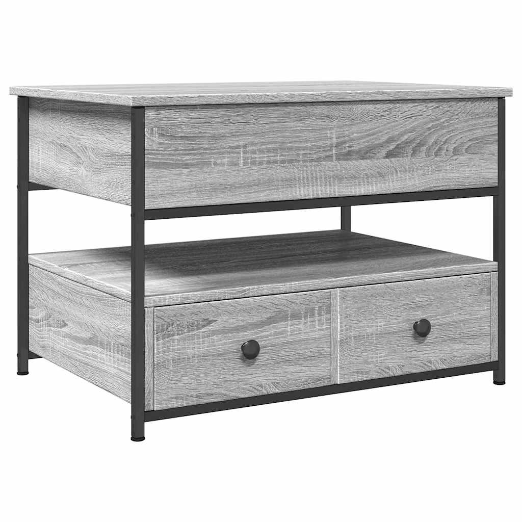 sofabord 70x50x50 cm konstrueret træ og metal grå sonoma-eg