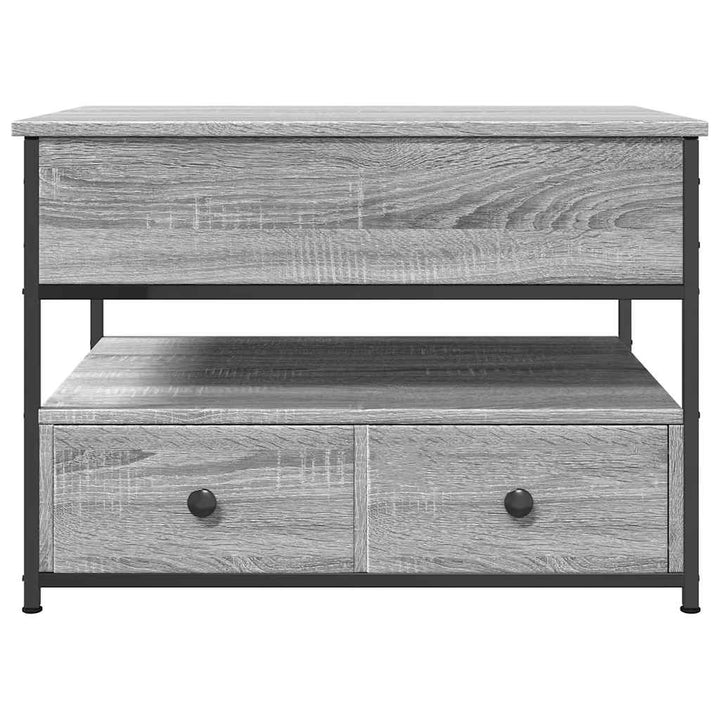 sofabord 70x50x50 cm konstrueret træ og metal grå sonoma-eg