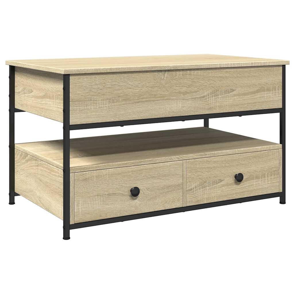 sofabord 85x50x50 cm konstrueret træ og metal sonoma-eg