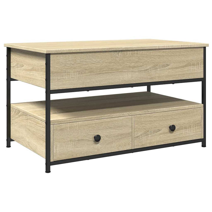 sofabord 85x50x50 cm konstrueret træ og metal sonoma-eg