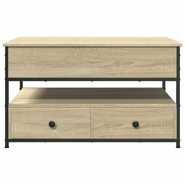 sofabord 85x50x50 cm konstrueret træ og metal sonoma-eg