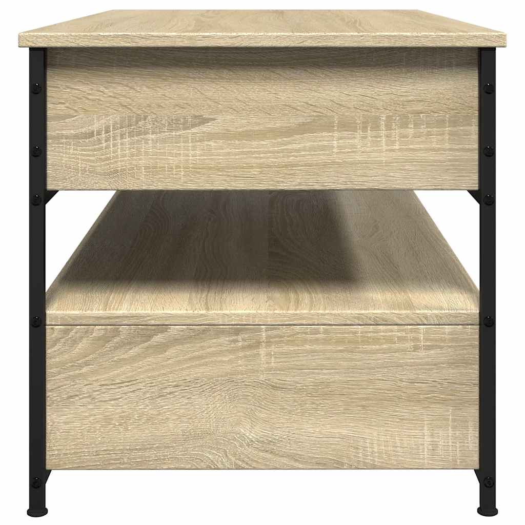 sofabord 85x50x50 cm konstrueret træ og metal sonoma-eg