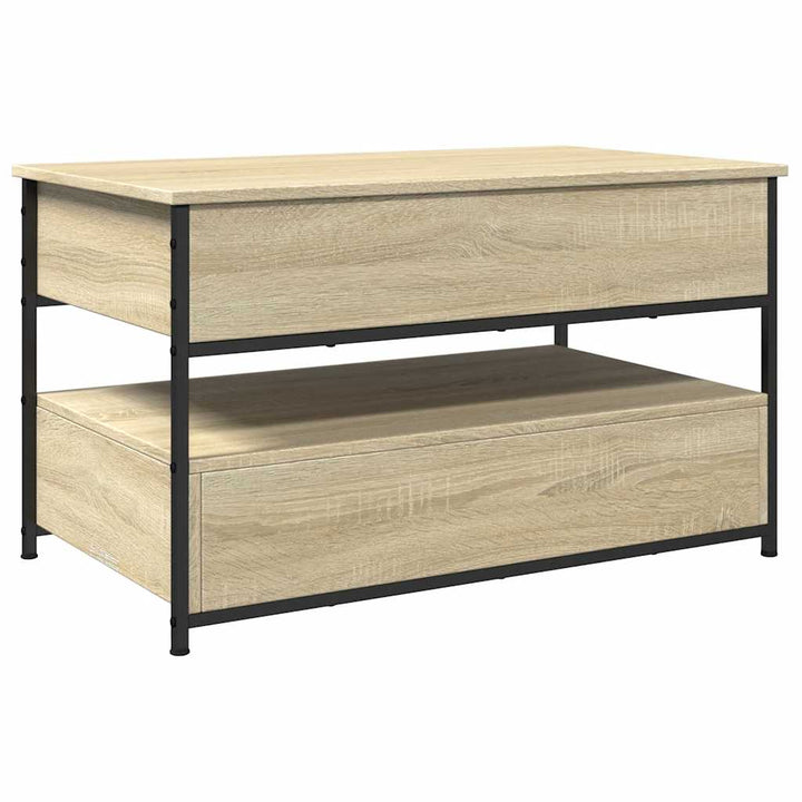 sofabord 85x50x50 cm konstrueret træ og metal sonoma-eg