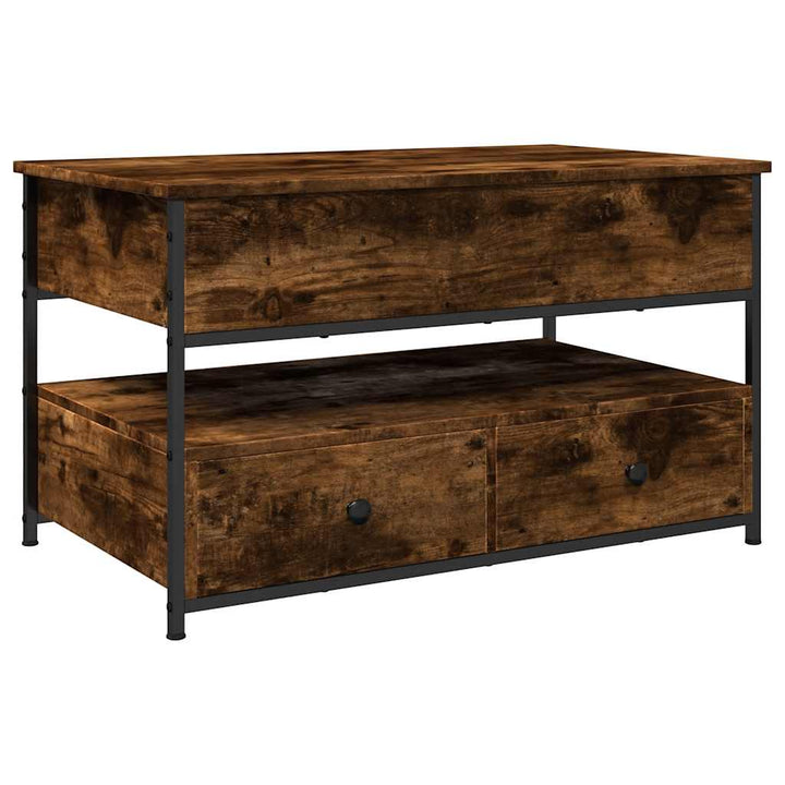 sofabord 85x50x50 cm konstrueret træ og metal røget eg
