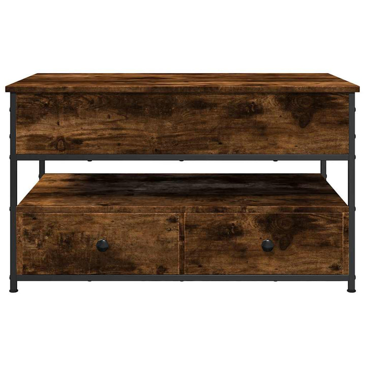 sofabord 85x50x50 cm konstrueret træ og metal røget eg