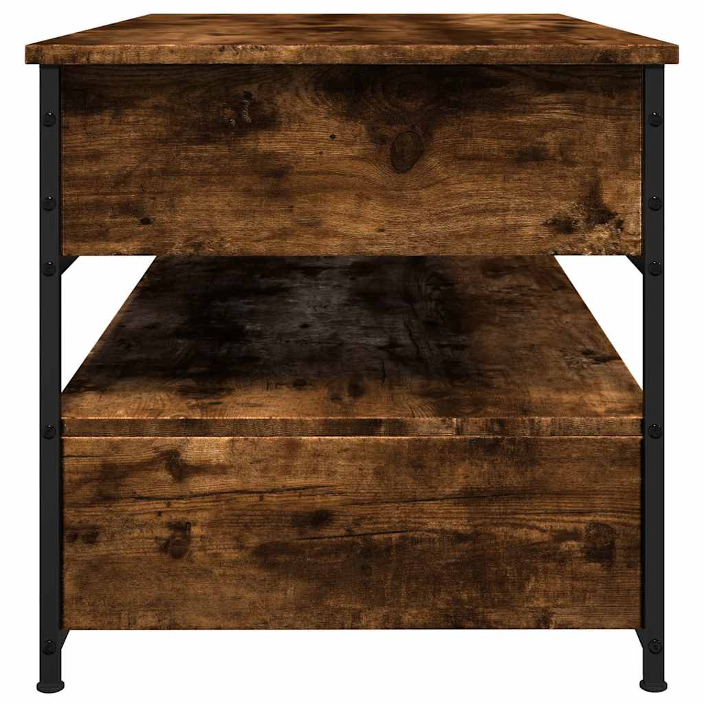 sofabord 85x50x50 cm konstrueret træ og metal røget eg
