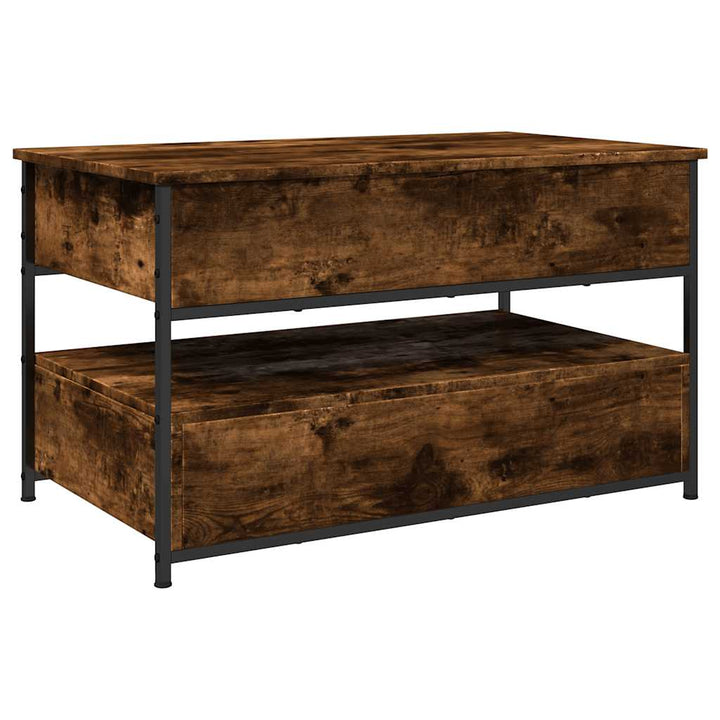 sofabord 85x50x50 cm konstrueret træ og metal røget eg