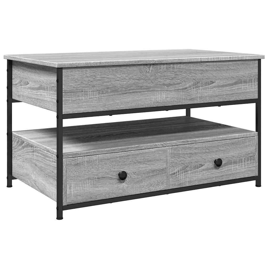 sofabord 85x50x50 cm konstrueret træ og metal grå sonoma-eg