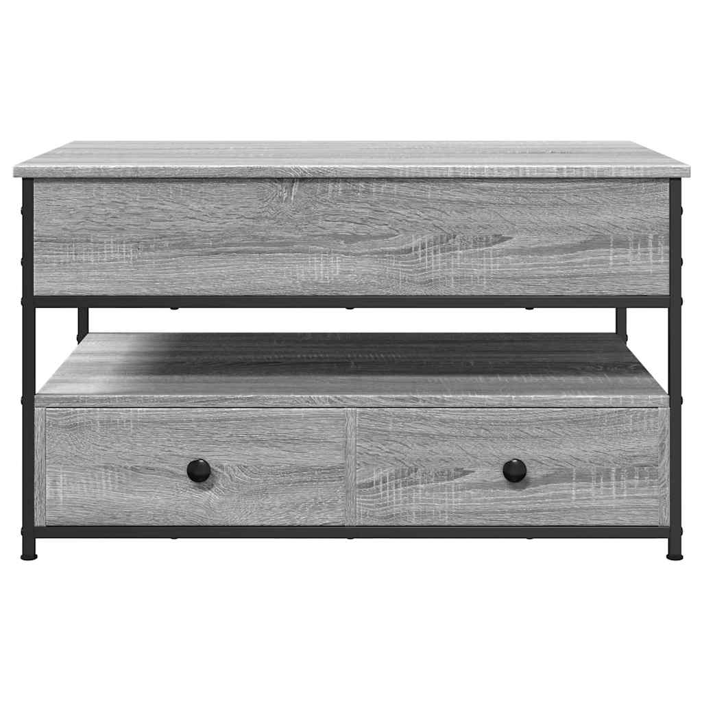 sofabord 85x50x50 cm konstrueret træ og metal grå sonoma-eg