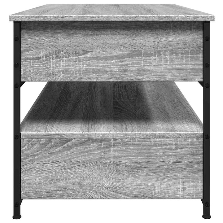 sofabord 85x50x50 cm konstrueret træ og metal grå sonoma-eg