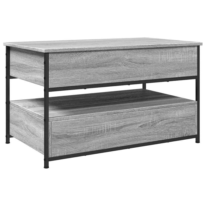 sofabord 85x50x50 cm konstrueret træ og metal grå sonoma-eg