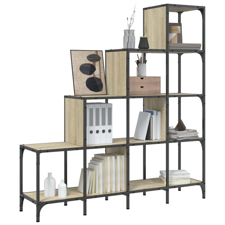 bogreol 122x30x132 cm konstrueret træ og metal sonoma-eg