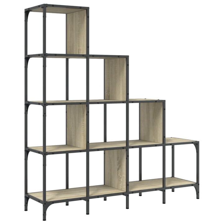 bogreol 122x30x132 cm konstrueret træ og metal sonoma-eg