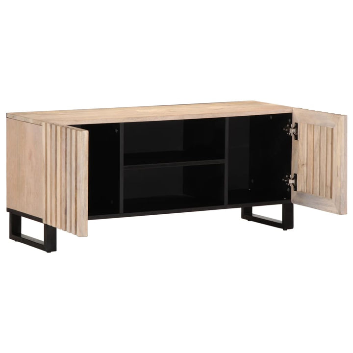 tv-bord 105x34x46 cm massivt mangotræ hvid