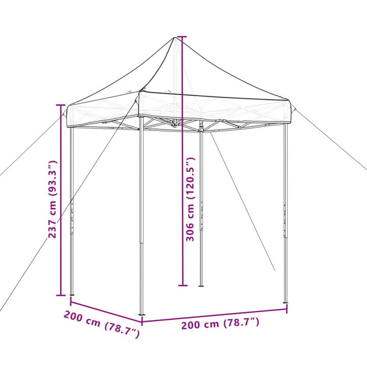 pop op-festtelt 200x200x306 cm foldbart sort