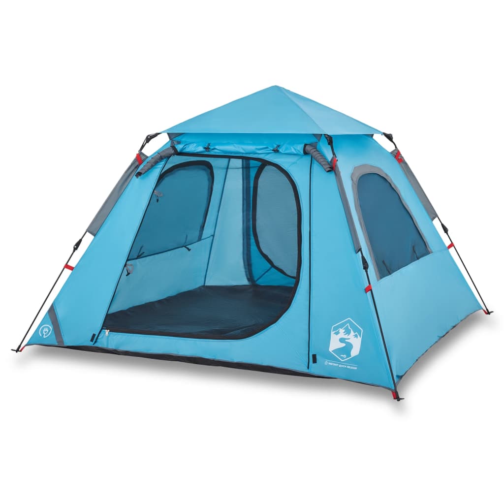 4-personers campingtelt quick-release blå