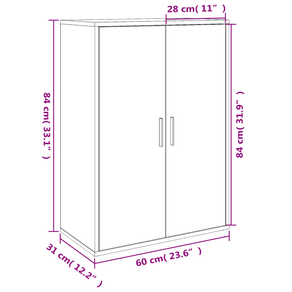 skænk 60x31x84 cm konstrueret træ grå sonoma-eg