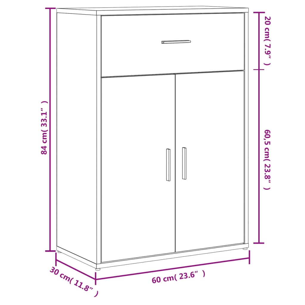skænk 60x30x84 cm konstrueret træ sort