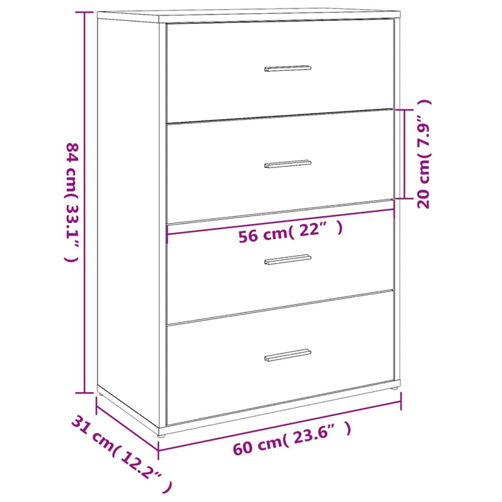 skab 60x31x84 cm konstrueret træ hvid