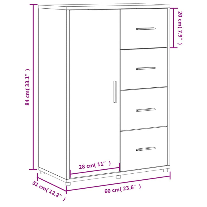 skab 60x31x84 cm konstrueret træ røget egetræsfarve