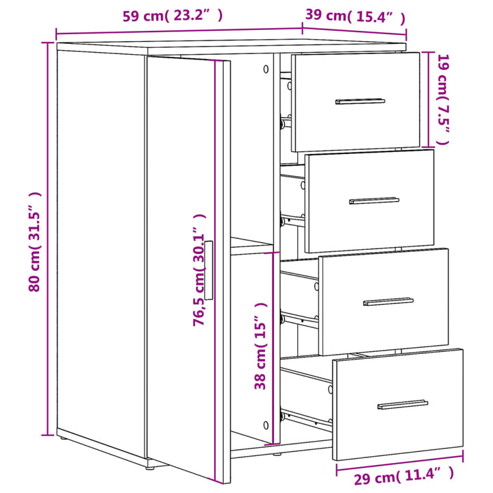 skab 59x39x80 cm konstrueret træ hvid