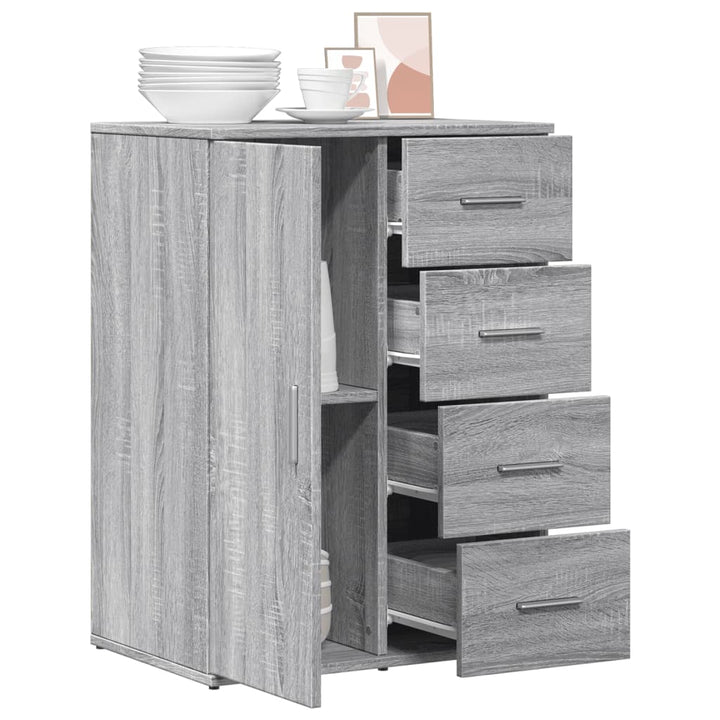 skab 59x39x80 cm konstrueret træ grå sonoma-eg
